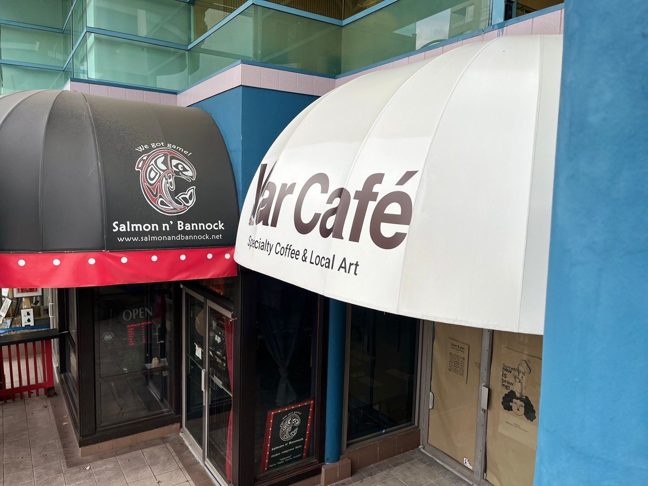Awning Face Change & Custom Window Graphics for Café Storefront